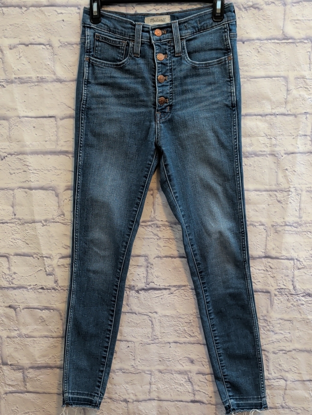 Madewell 10" High-Rise Blue Skinny Jeans w/ 4-Button Fly - Size 27 - Picture 2 of 9